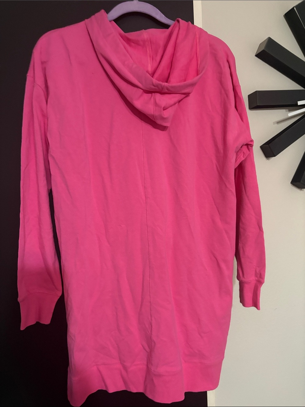 Women's Hot Pink Hooded Longline Sweatshirt - Picture 2 of 8